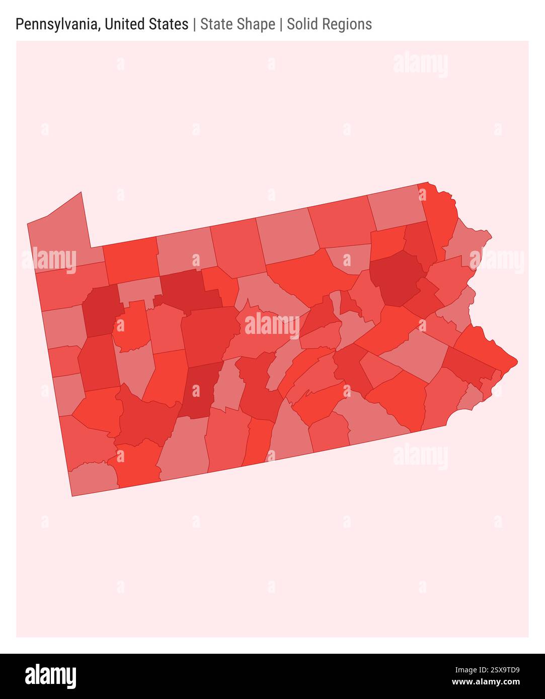 Pennsylvania United States Simple - Pennsylvania United States Simple Vector Map State Shape Solid Regions Style Border Of Pennsylvania Vector Illustration 2SX9TD9 