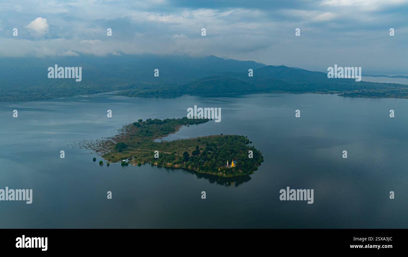 aerial-view-of-a-temple-on-an-island-in-the-middle-of-doi-tao-lake-a