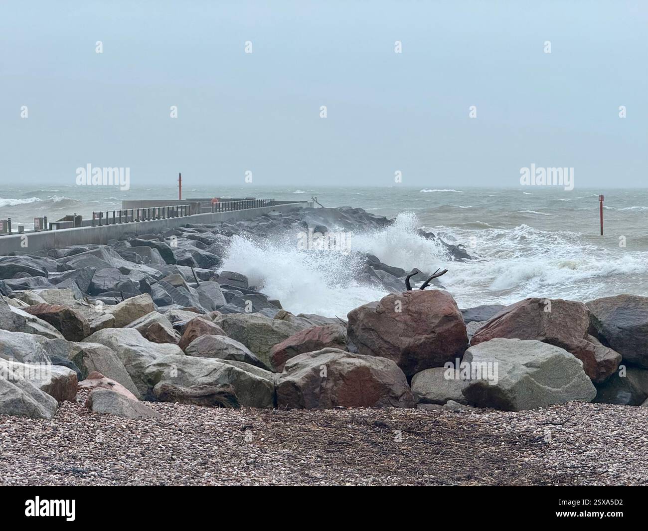 Rough Sea, Breakwater and Sea Defences: West Bay, Dorset - Smartphone Captured Stock Image