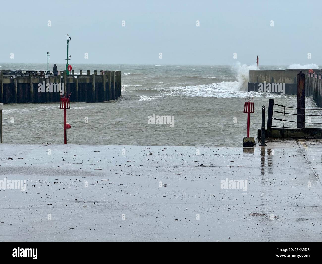 Sea on the Breakwater, West Bay, Dorset - Smartphone Captured Stock Image
