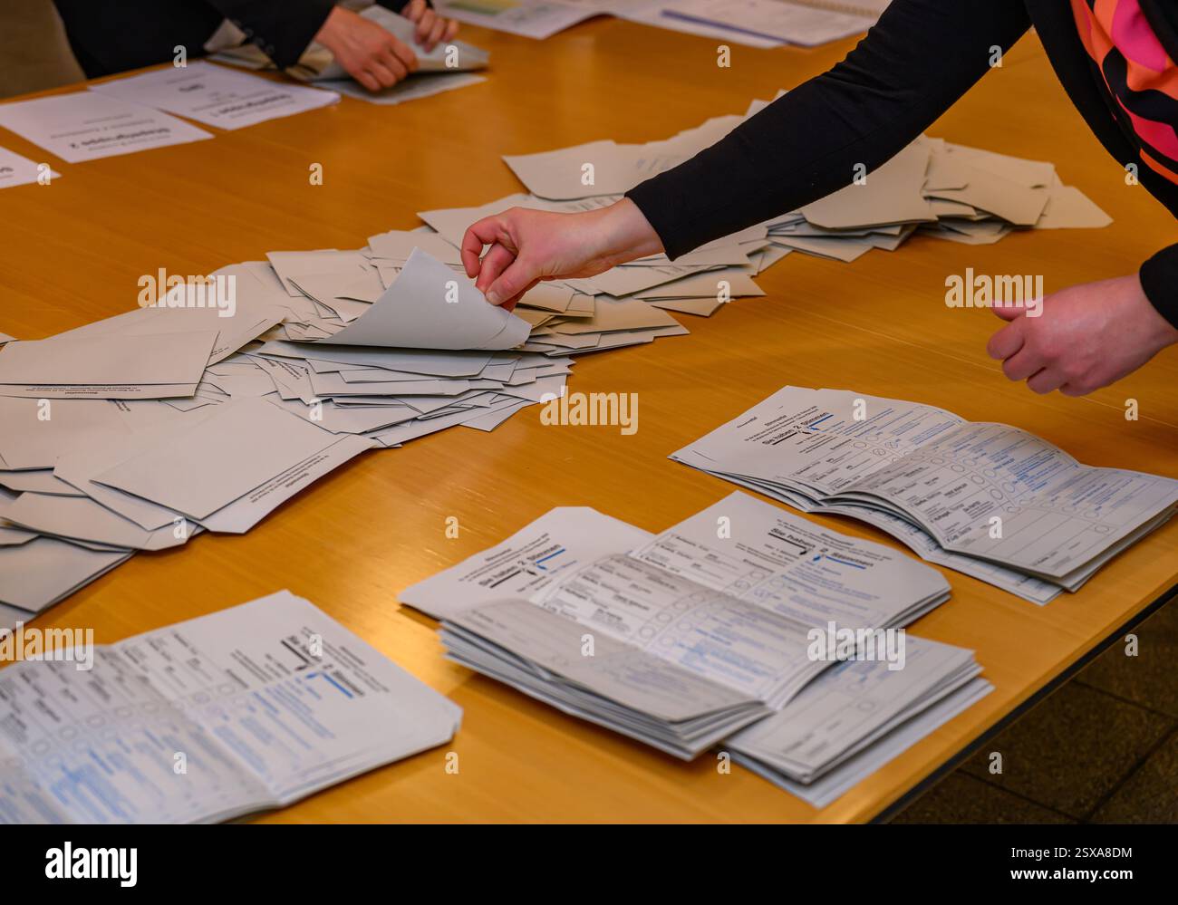 German Polling 23 February 2025, Brandenburg, Lübben: The votes are counted at a ...