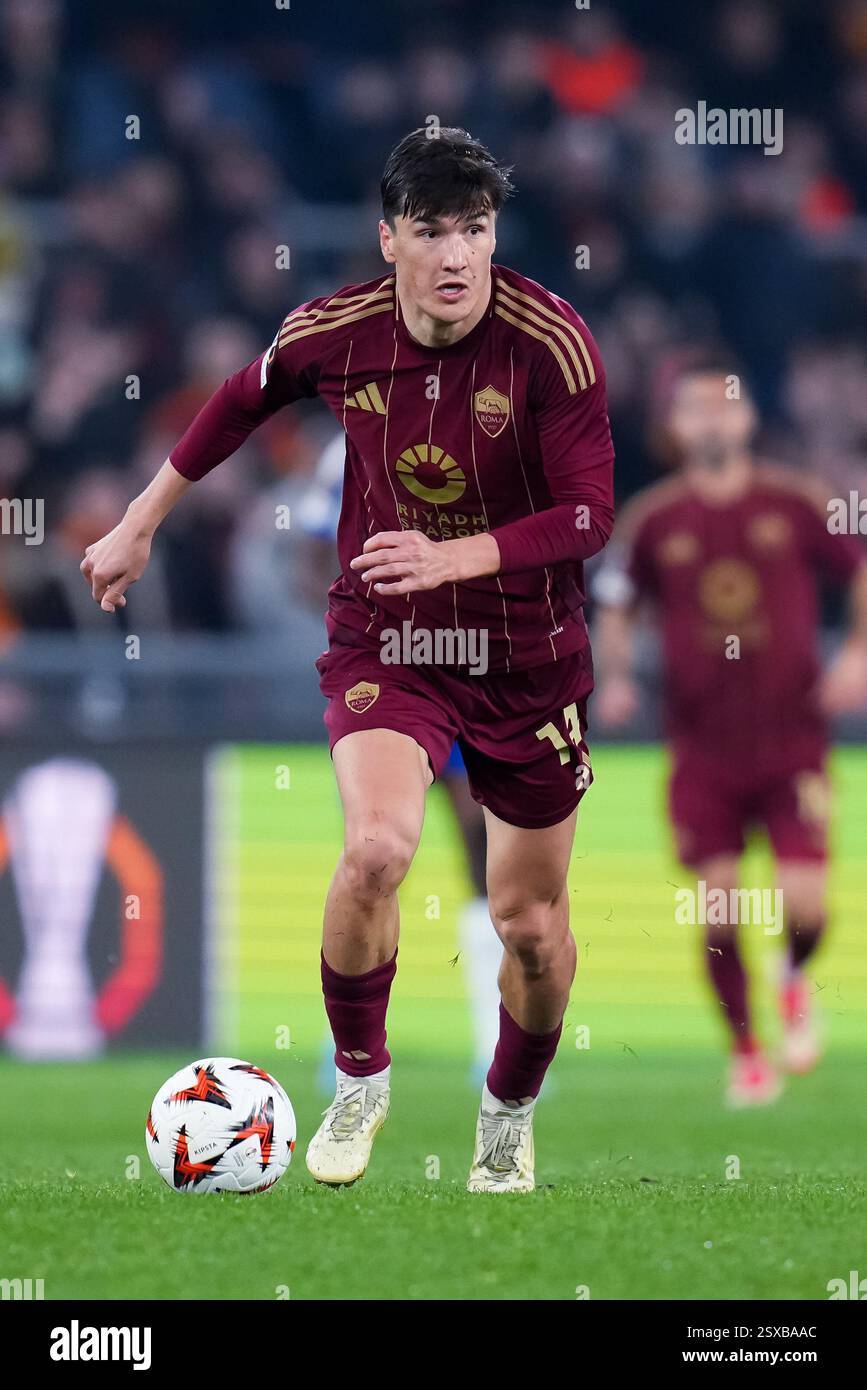 Rome, Italy. 20th Feb, 2025. Eldor Shomurodov of AS Roma during the