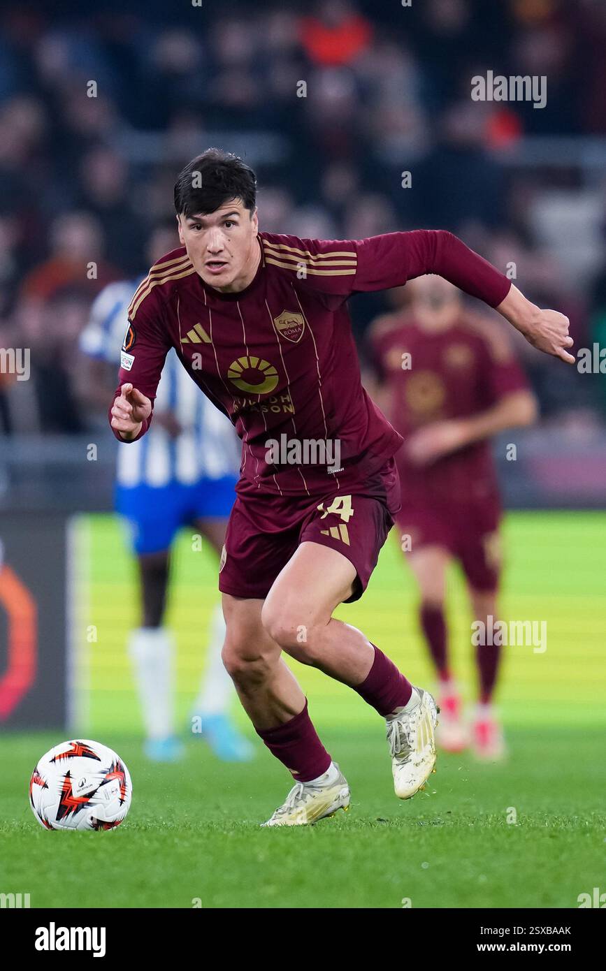 Rome, Italy. 20th Feb, 2025. Eldor Shomurodov of AS Roma during the