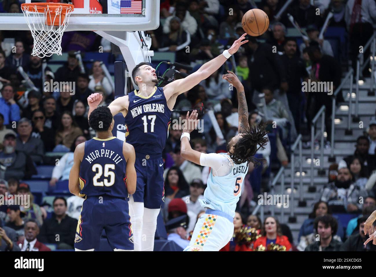 Matkovic Nba New Orleans Pelicans center Karlo Matkovic (17) blocks the shot of San ...