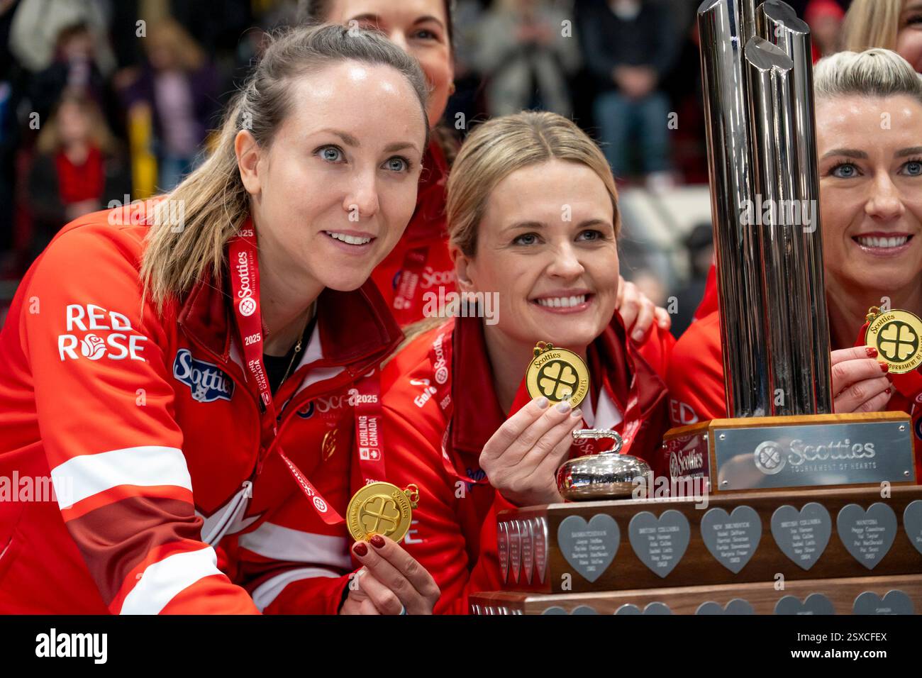 Team Canada celebrates after defeating Team Manitoba in the finals during the Scotties
