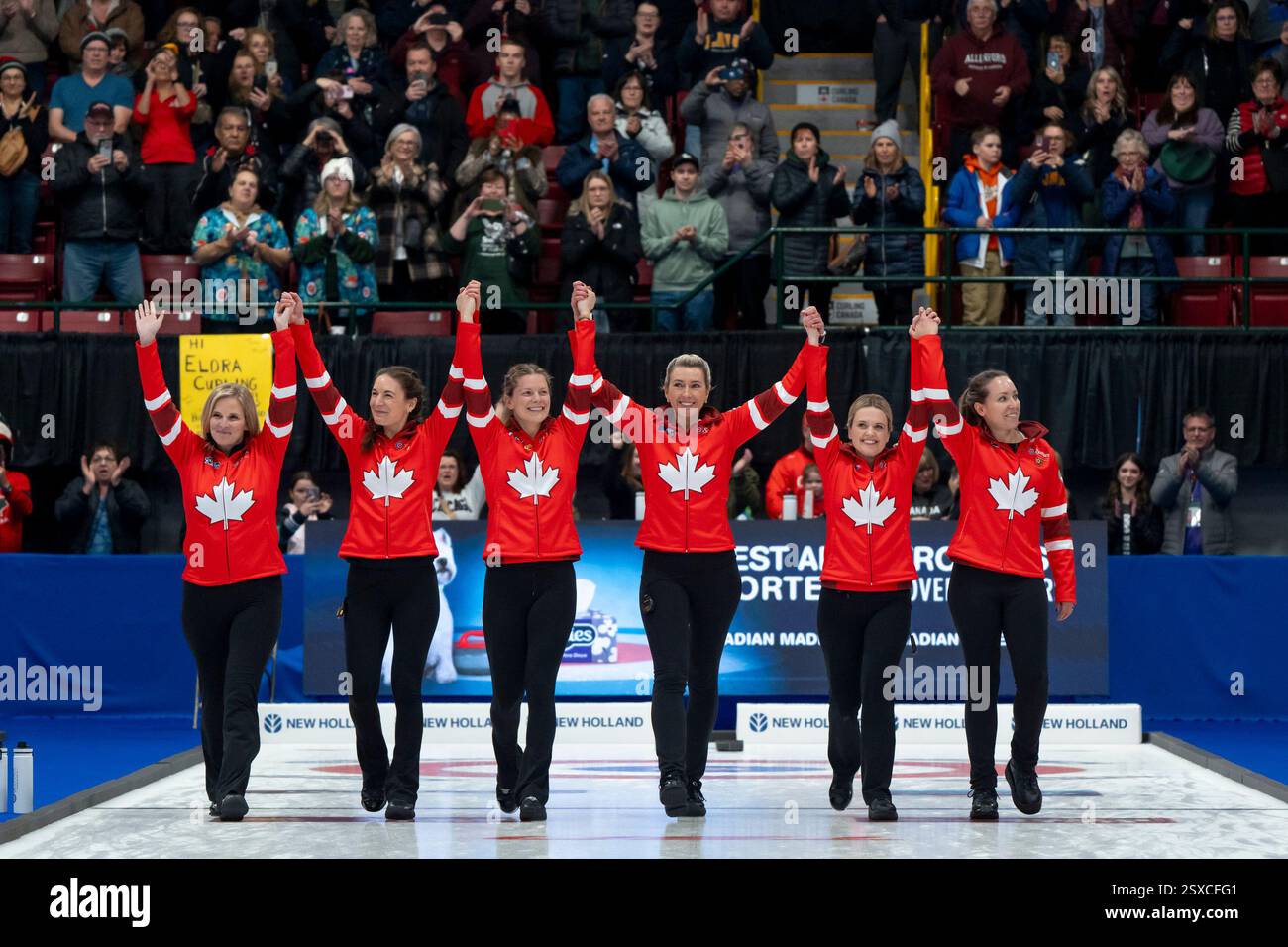 Team Canada celebrates after defeating Team Manitoba in the finals during the Scotties