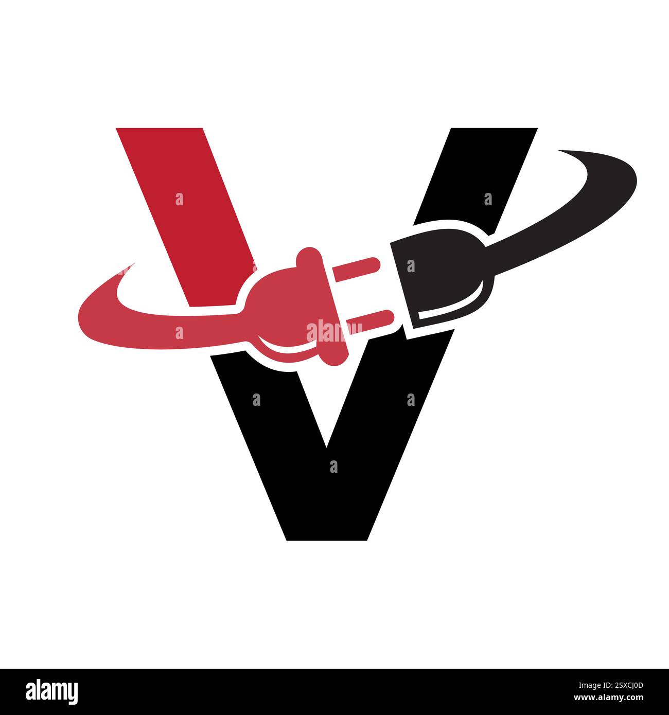 Initial Electric Logo On Letter V Concept With Electric Plug Symbol ...