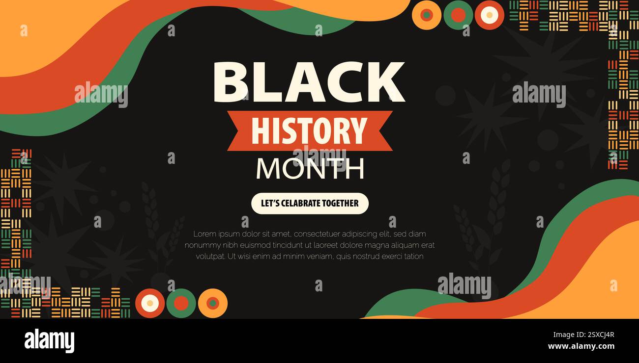 Black History Month Celebration Banner with Colorful Patterns, vector ...