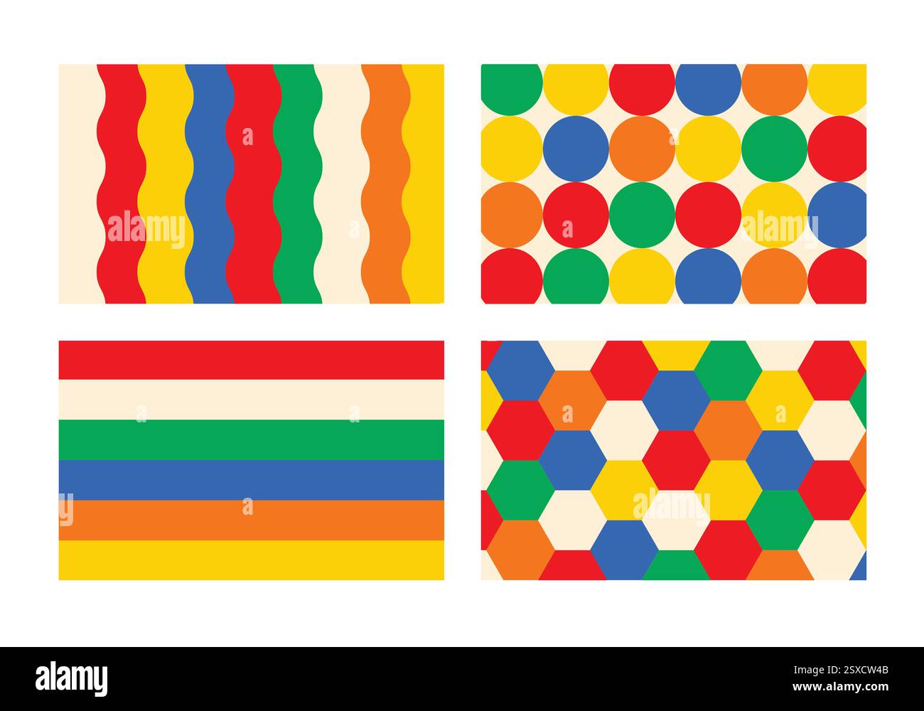 Retro colored geometric abstract background set Stock Vector