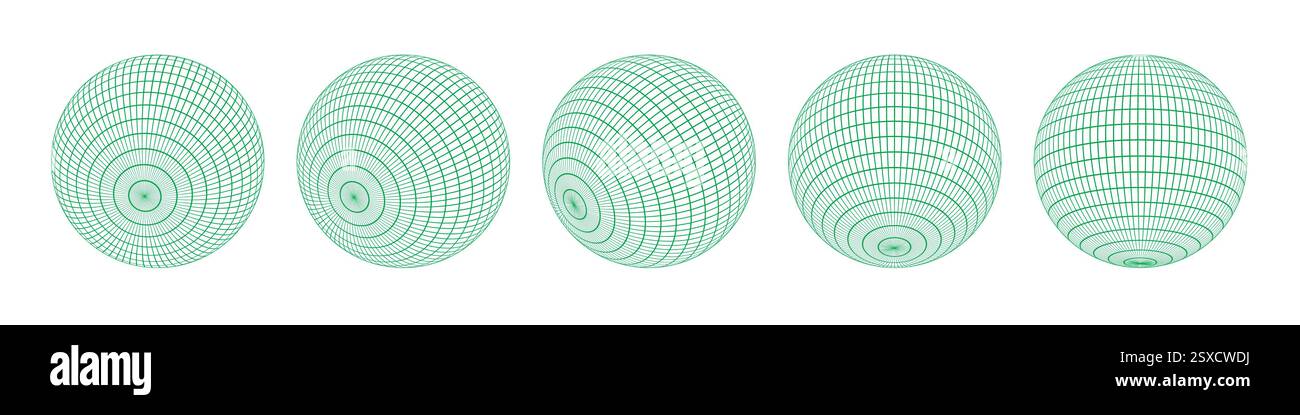 Wireframe spheres collection Stock Vector