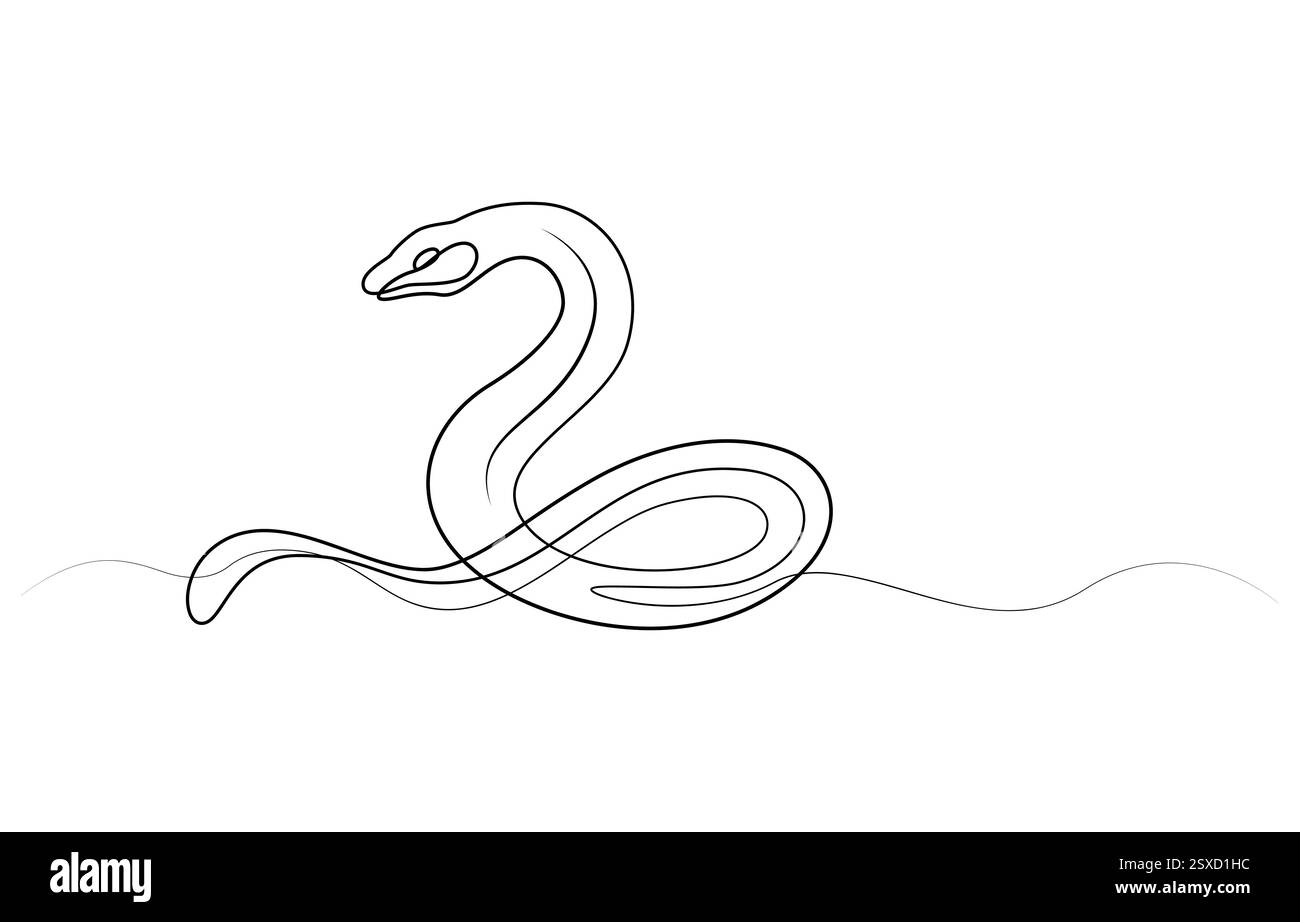 Snake in one continuous line. One line drawing Stock Vector Image & Art ...