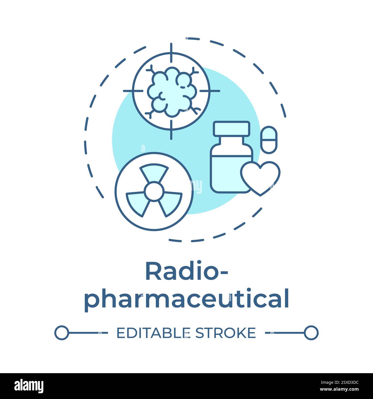 Radiopharmaceutical soft blue concept icon Stock Vector