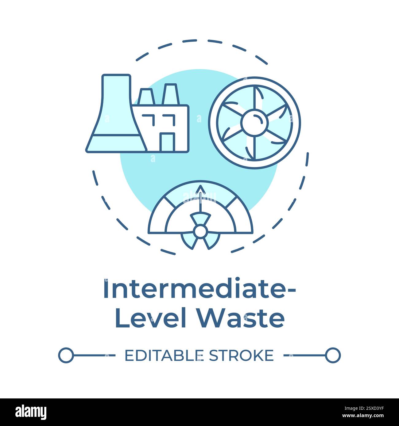 Intermediate level waste soft blue concept icon Stock Vector