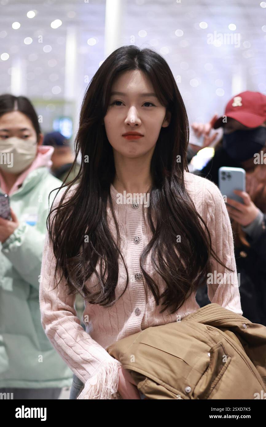Chinese actress Wang Zixuan appears at the airport in Beijing, China ...