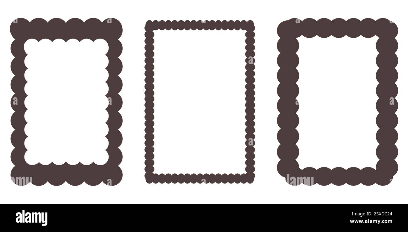 Groovy frame jagged scallop edge, frame text box or border. Curve funky ...