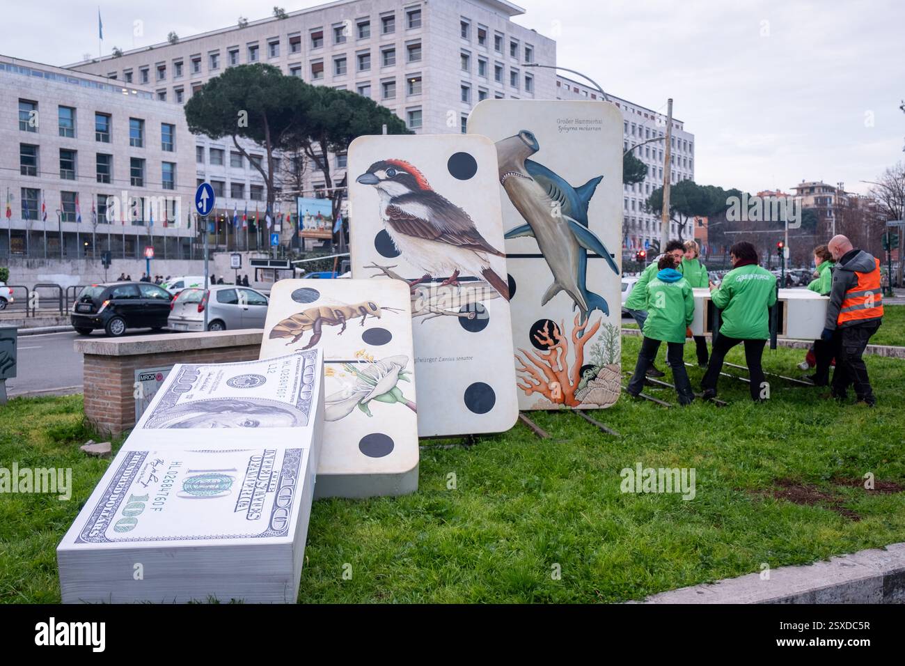 Protest Installations Rome, Rm, Italy. 24th Feb, 2025. Ahead of the beginning of the COP16 ...