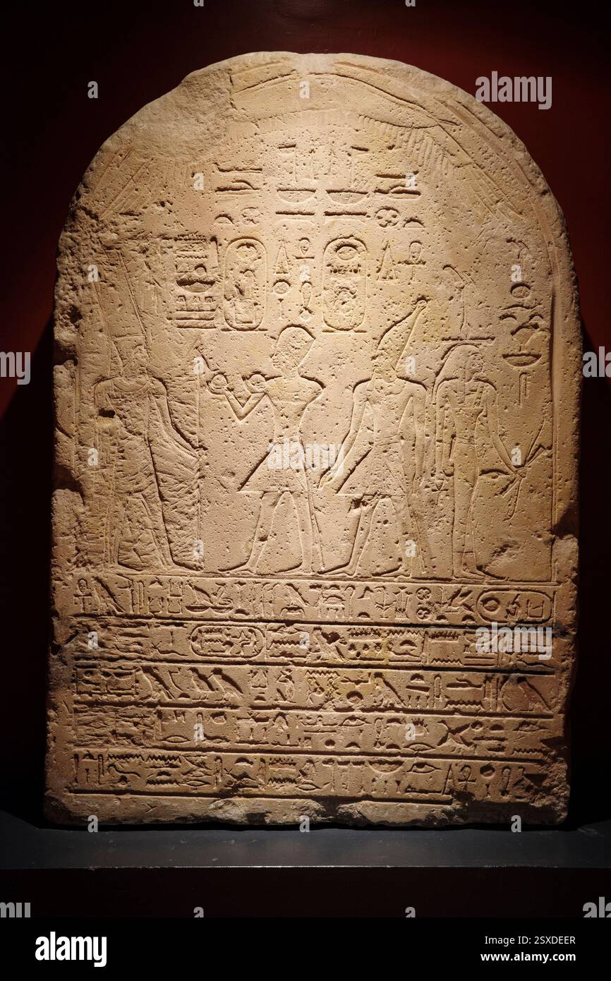 Rome. Italy. Stele of Hatshepsut and Thuthmosis III. From Thebes. 18th Dynasty, reign of Hatshepsut (ca. 1460 BC). Museo Gregoriano Egizio, Vatican Mu Stock Photo