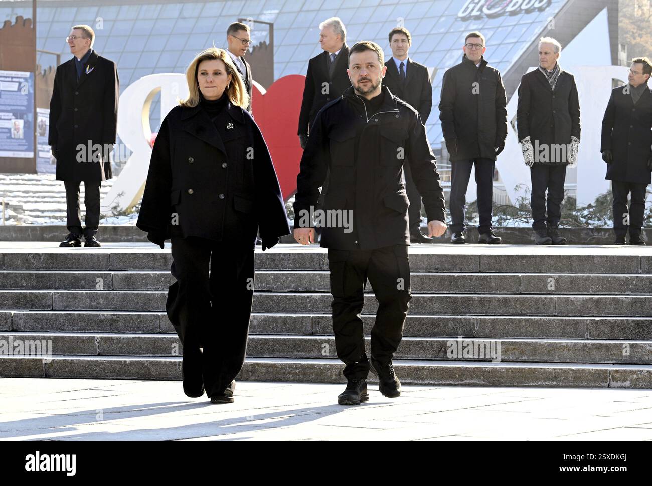 Ukrainian President Volodymyr Zelensky (right) and his wife Olena