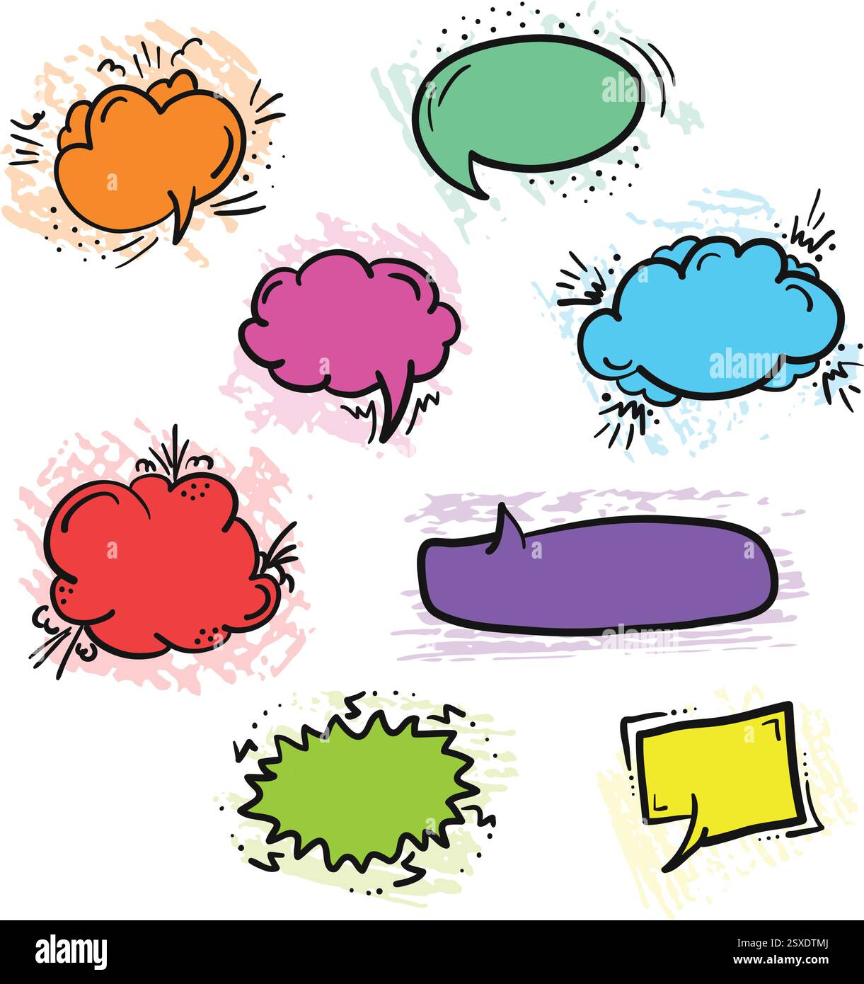 Bright colorful retro comic speech bubbles Stock Vector