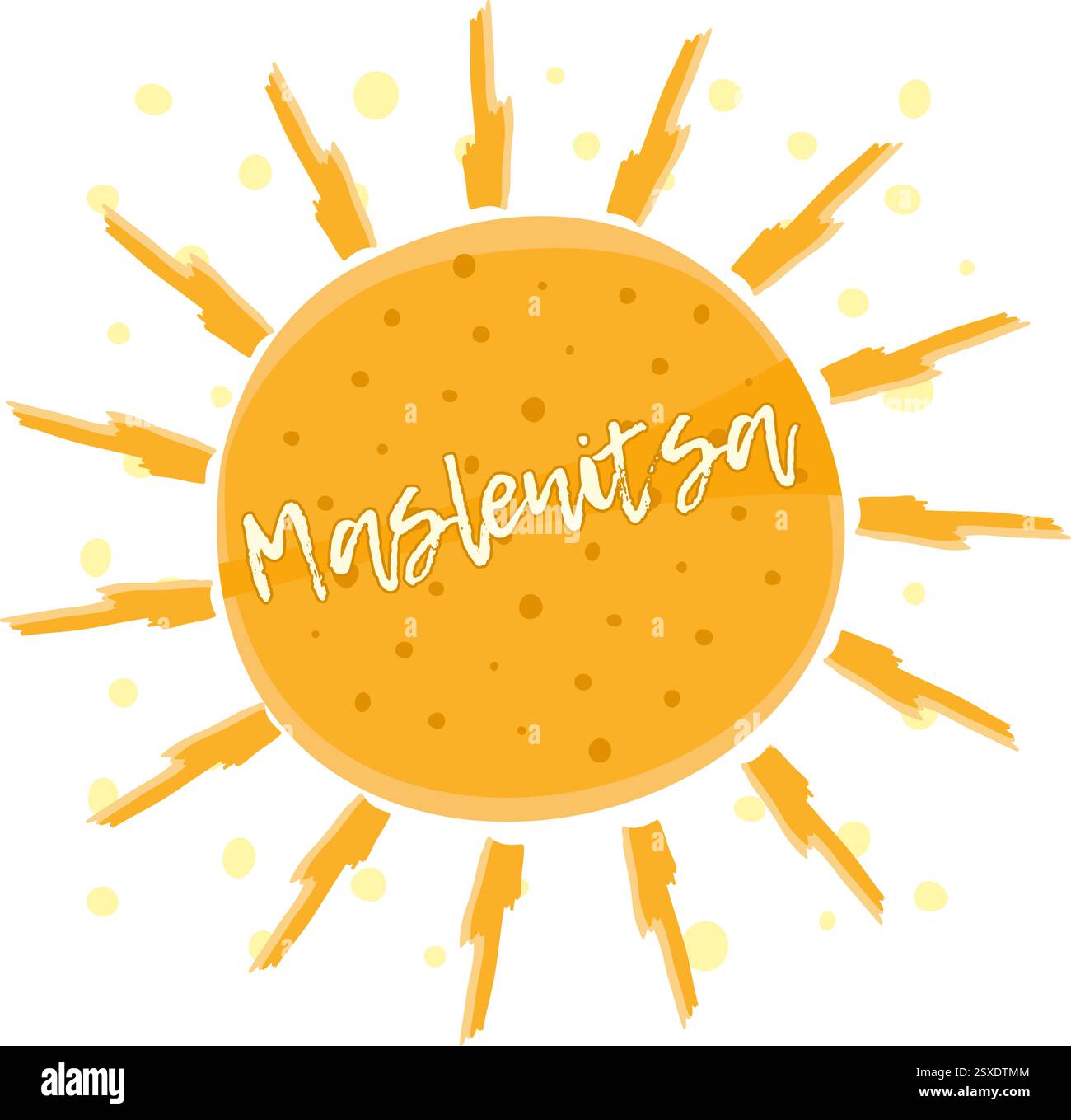 Flat orange pancake, round Maslenitsa symbol Stock Vector
