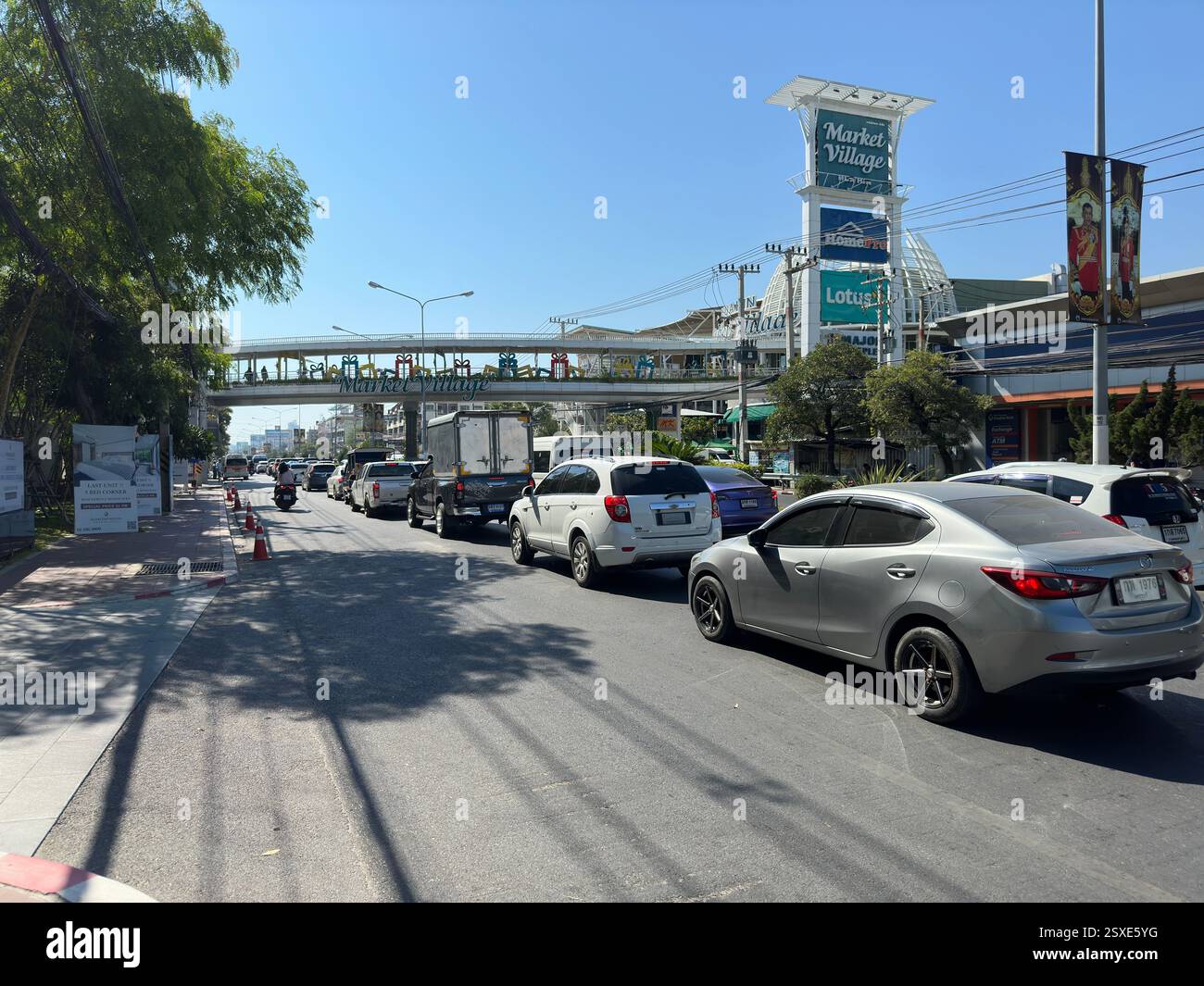 Hua Hin, Thailand - Dec 31 2023, Traffic on the Phet Kasem Road. - Smartphone Captured Stock Image