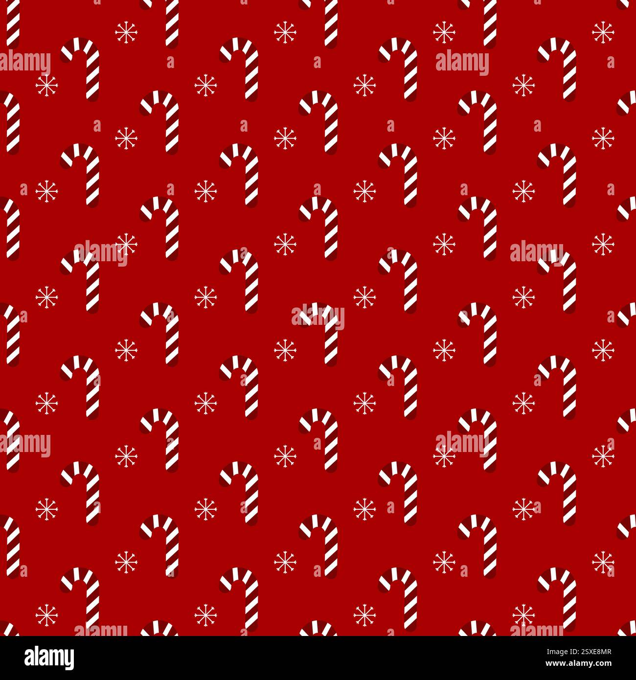 Red candy cane christmas seamless pattern. Flat icon vector illustration. Stock Vector