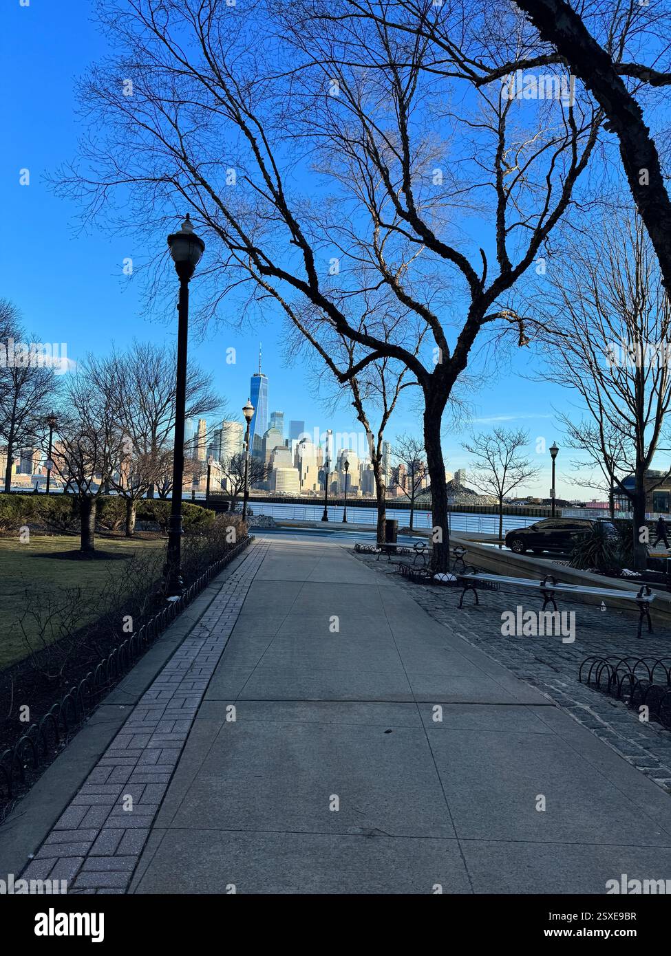 Sidewalk with Manhattan View in New York City - Smartphone Captured Stock Image