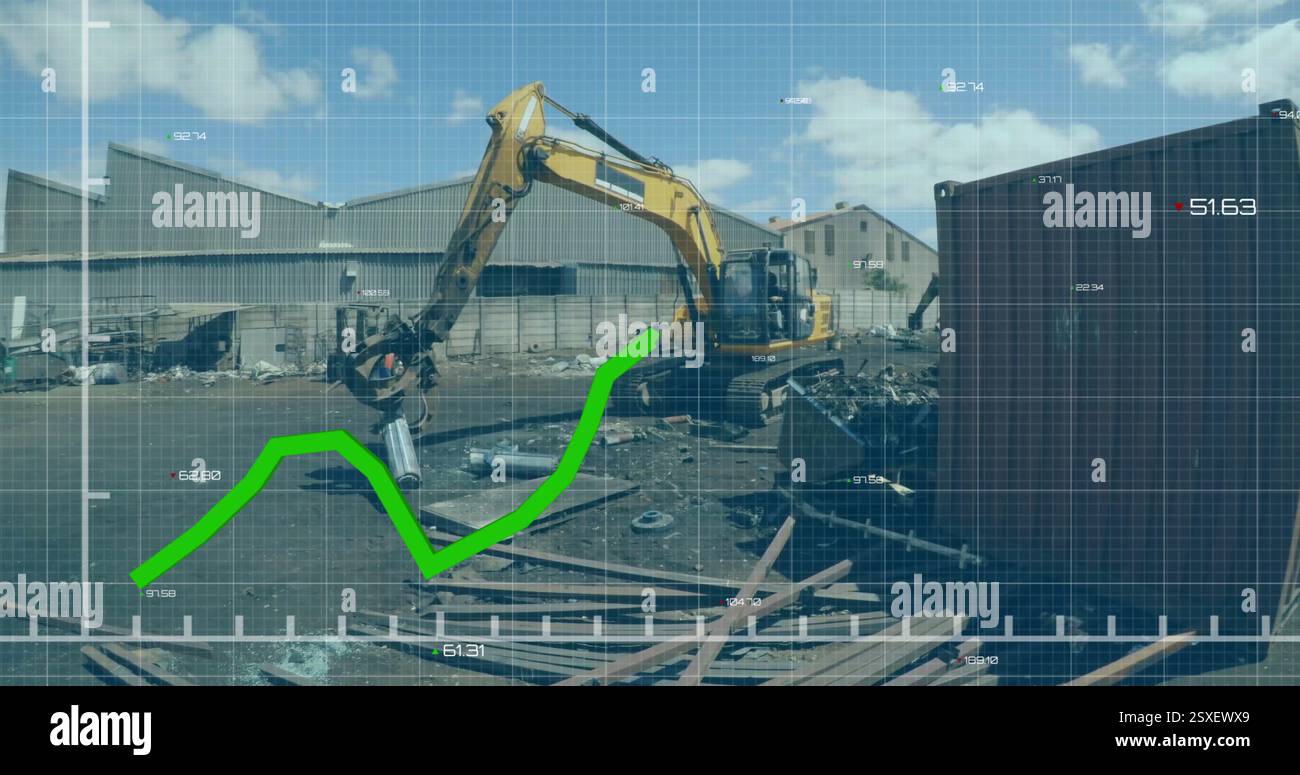 Image of financial data processing over landfill Stock Photo