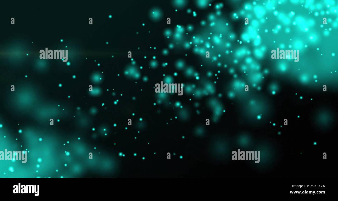Image of light spots and trails moving on black background Stock Photo ...