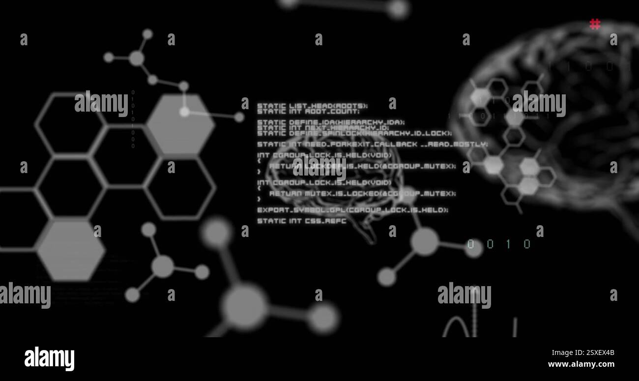 Image of scientific data processing and human brains Stock Photo
