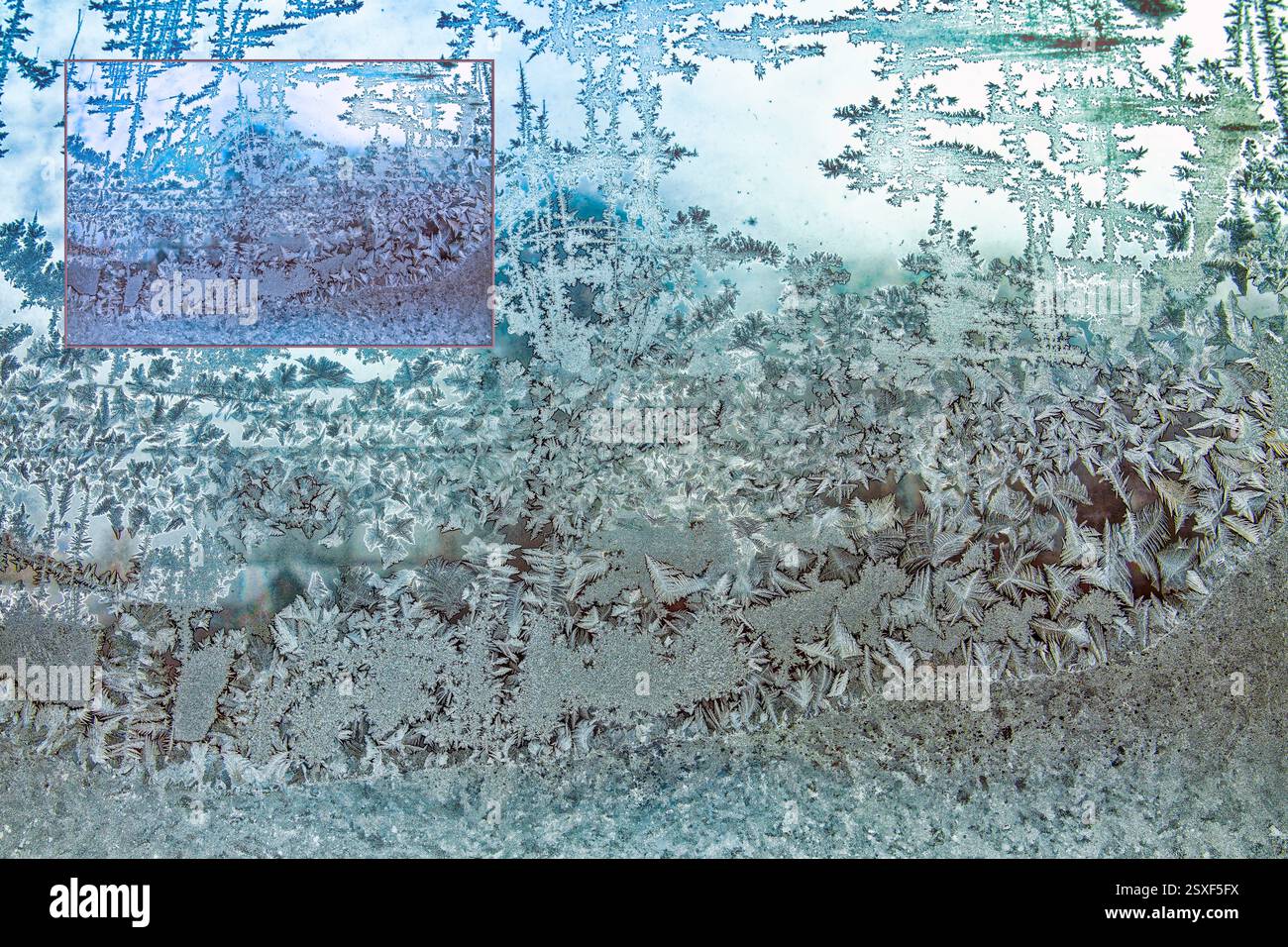 Window Frost with inset Stock Photo