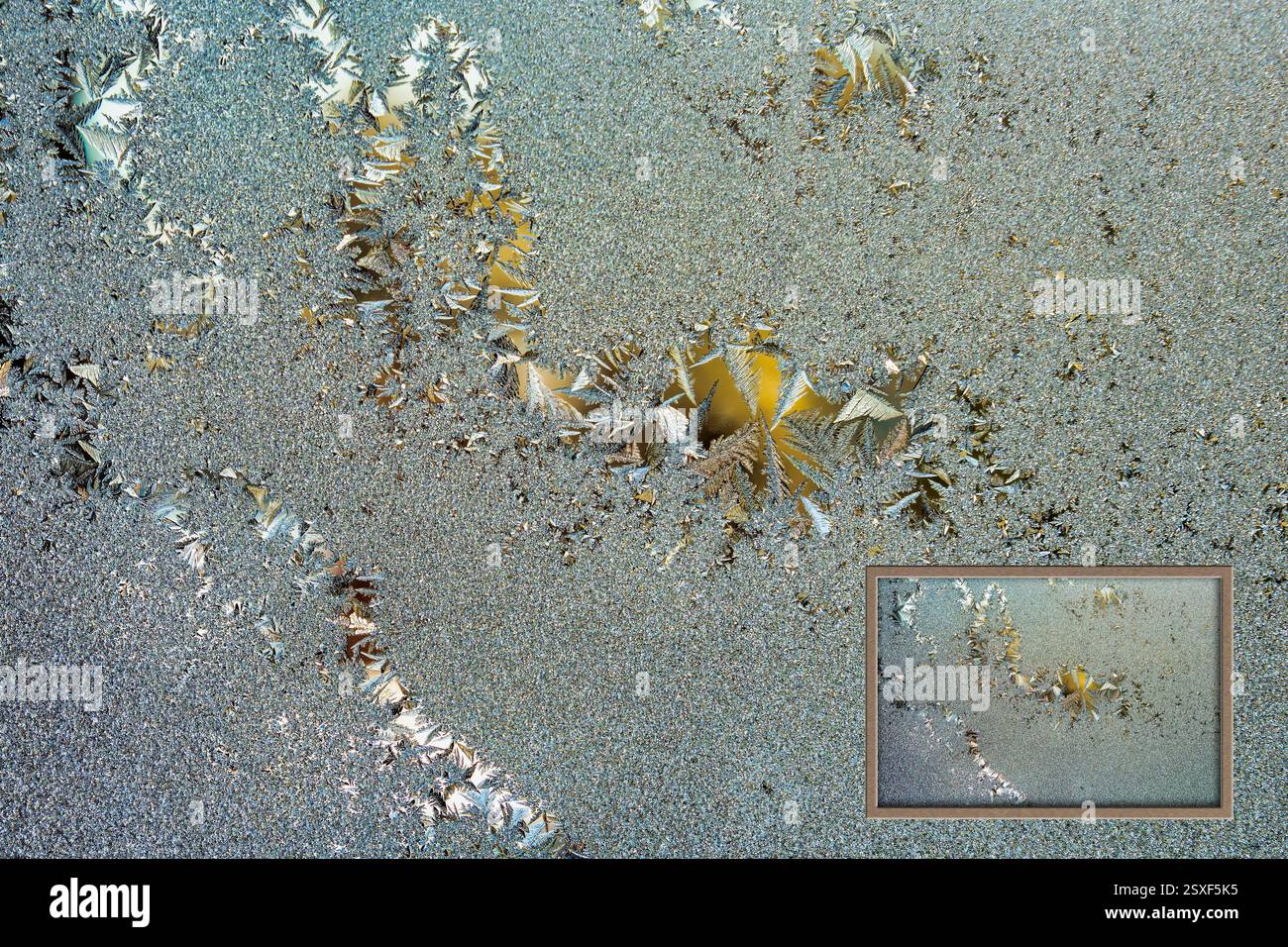 Window Frost with inset Stock Photo