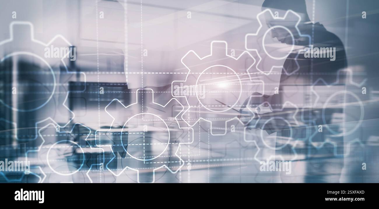 Technology Gears and industry 4.0 smart factory concept Stock Photo - Alamy