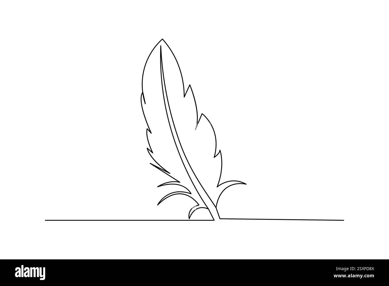 Bird feather single line art of icon hand drawn outline vector ...
