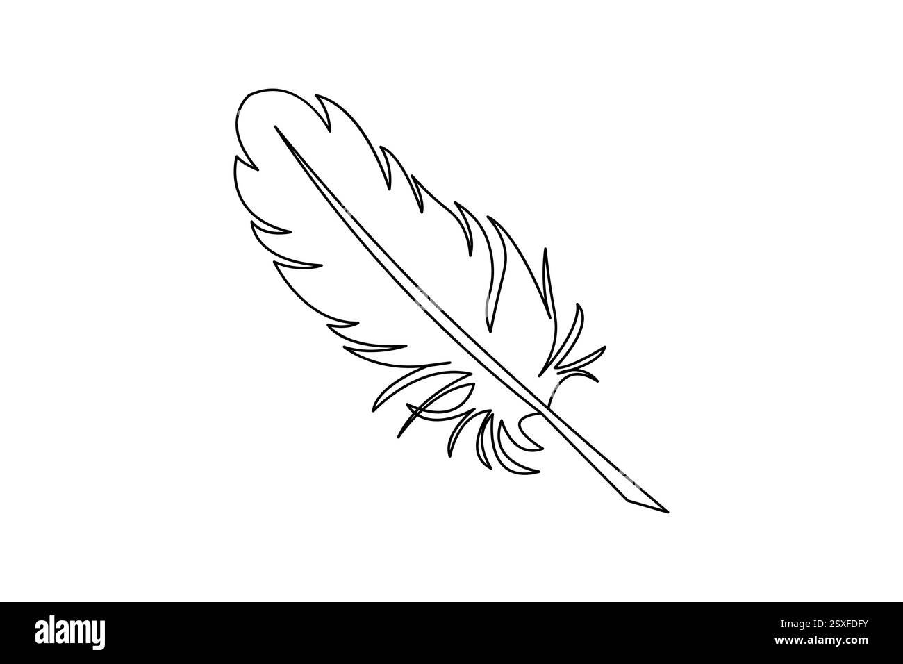 Bird feather single line art of icon hand drawn outline vector ...