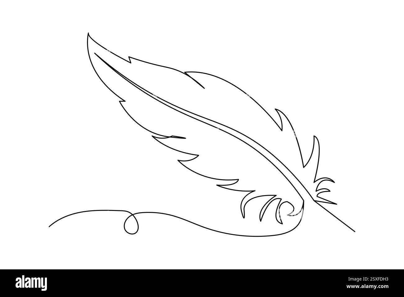Bird feather single line art of icon hand drawn outline vector ...