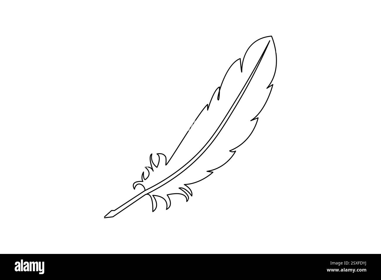 Bird feather single line art of icon hand drawn outline vector ...