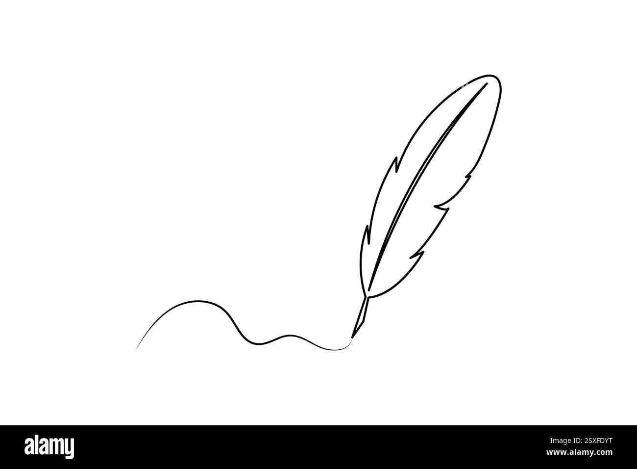 Bird feather single line art of icon hand drawn outline vector ...