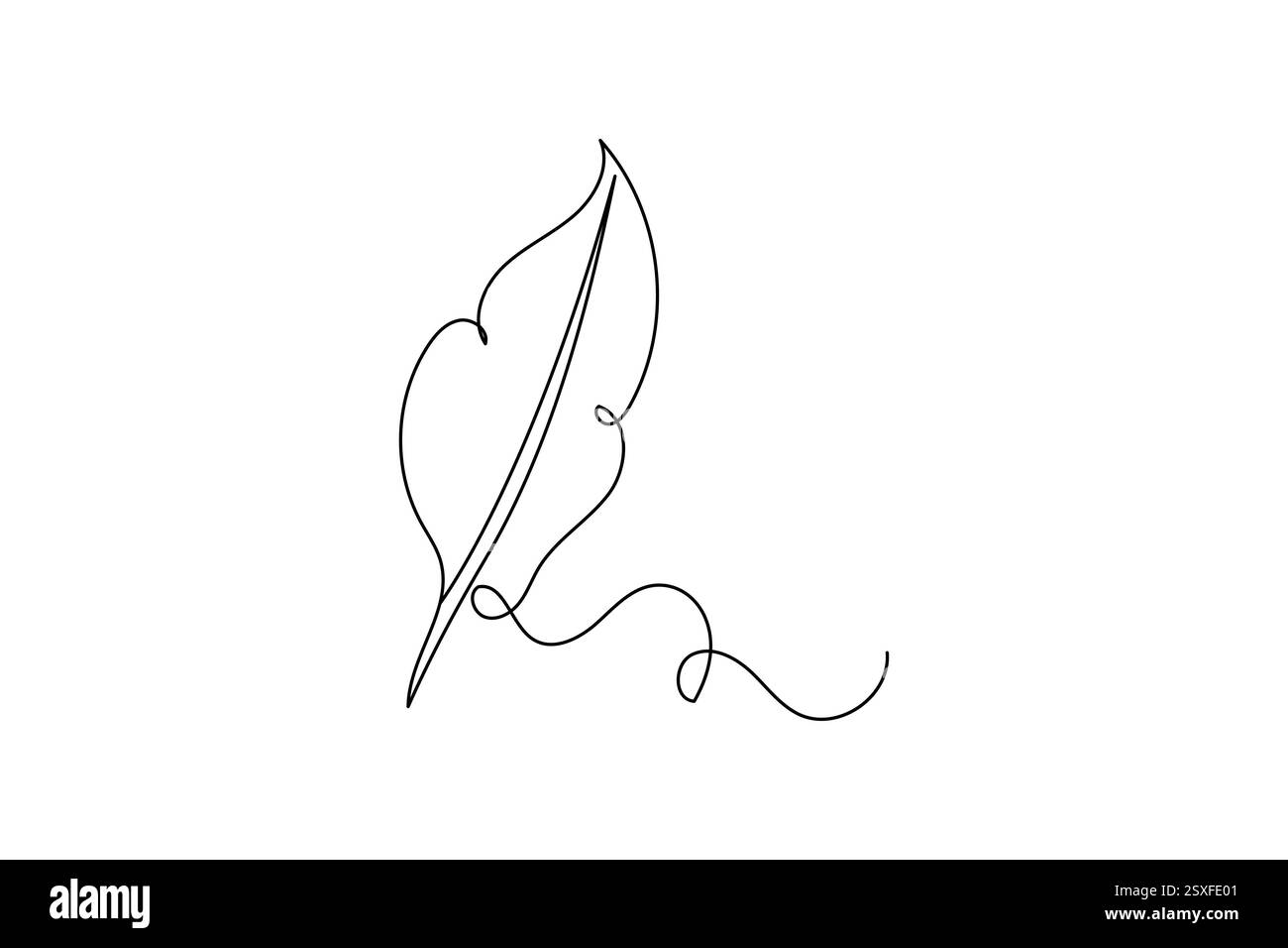 Bird feather single line art of icon hand drawn outline vector ...