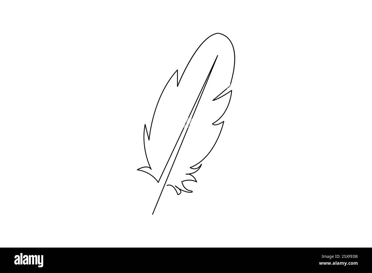 Bird feather single line art of icon hand drawn outline vector ...