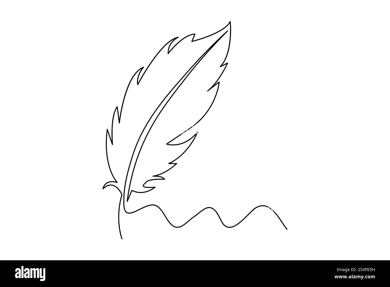 Bird feather single line art of icon hand drawn outline vector ...