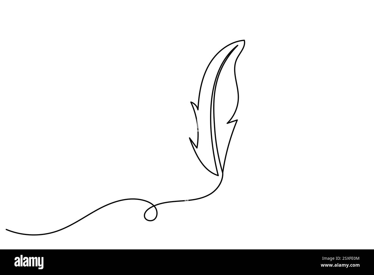 Bird feather single line art of icon hand drawn outline vector ...
