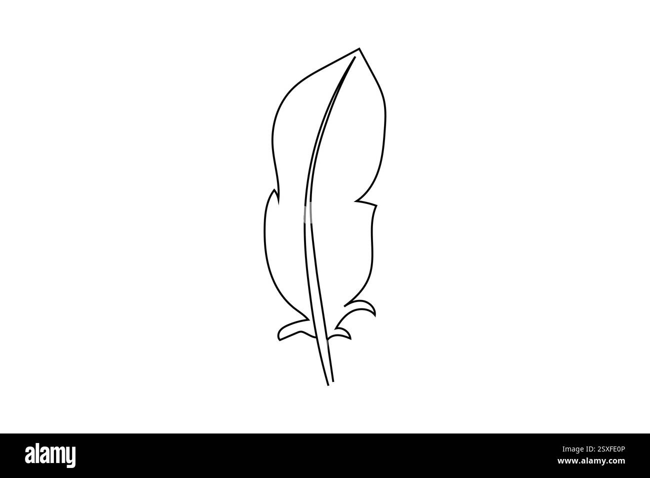 Bird feather single line art of icon hand drawn outline vector ...