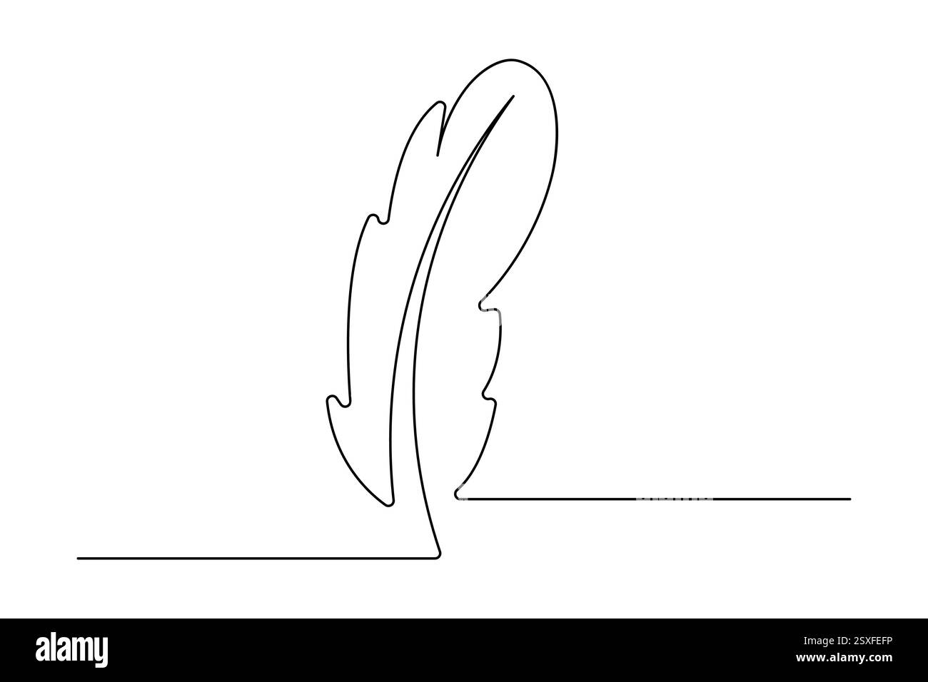 Bird feather single line art of icon hand drawn outline vector ...