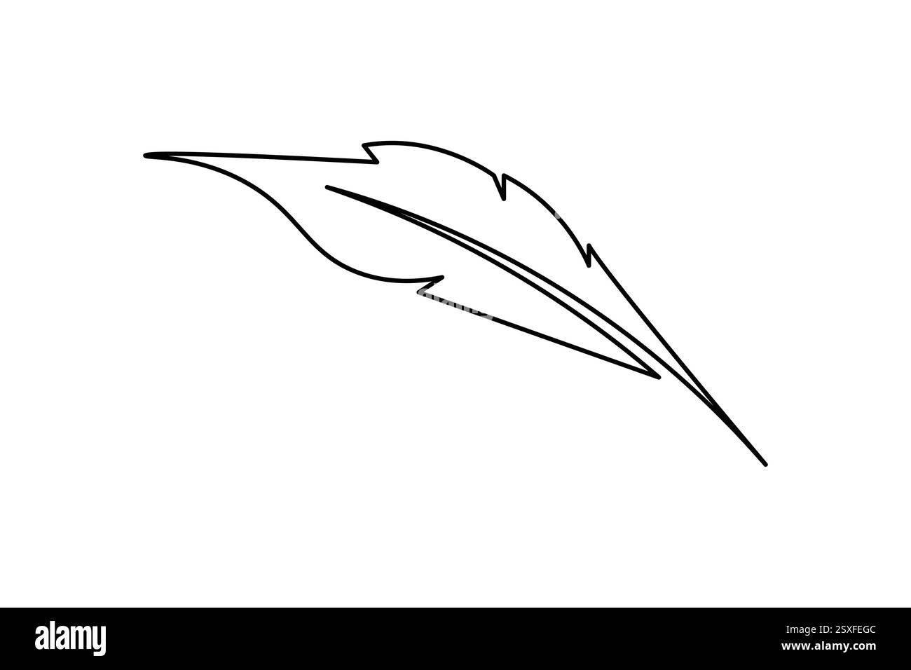 Bird feather single line art of icon hand drawn outline vector ...