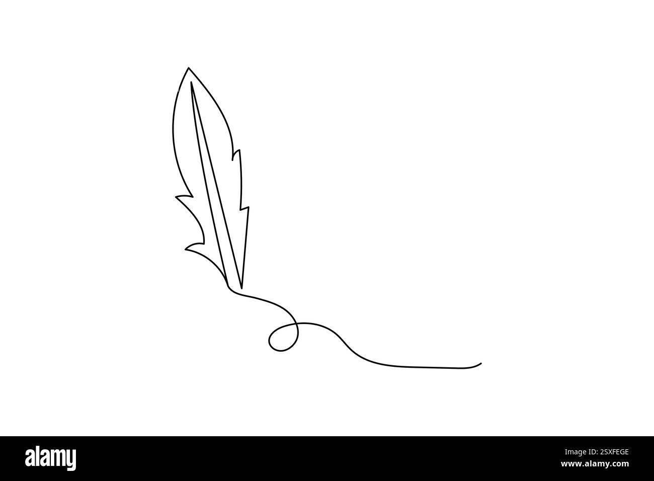 Bird feather single line art of icon hand drawn outline vector ...