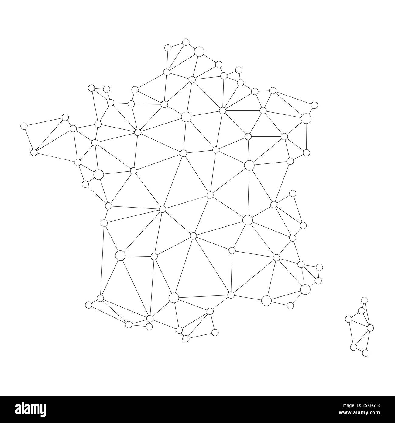 France map. Abstract geometric map - connection mesh lines Stock Vector ...