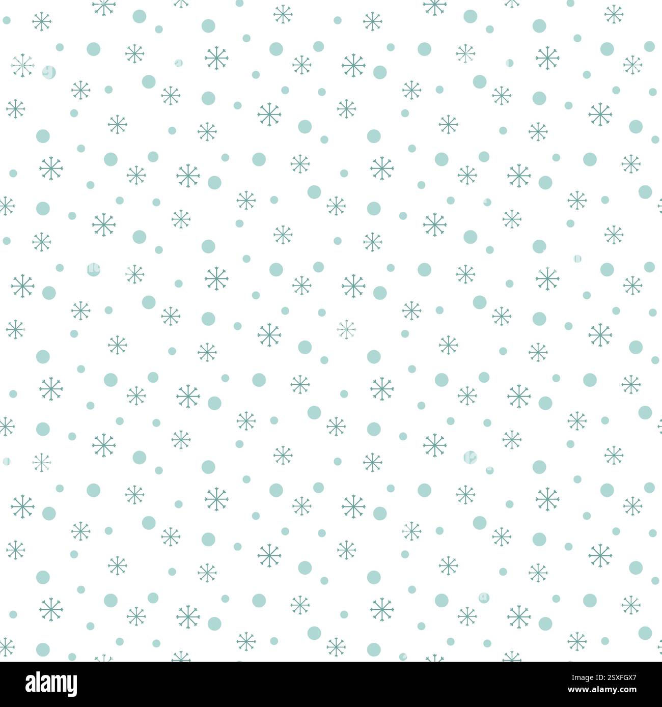 Green Christmas snowflake, snow on white background seamless pattern. Stock Vector