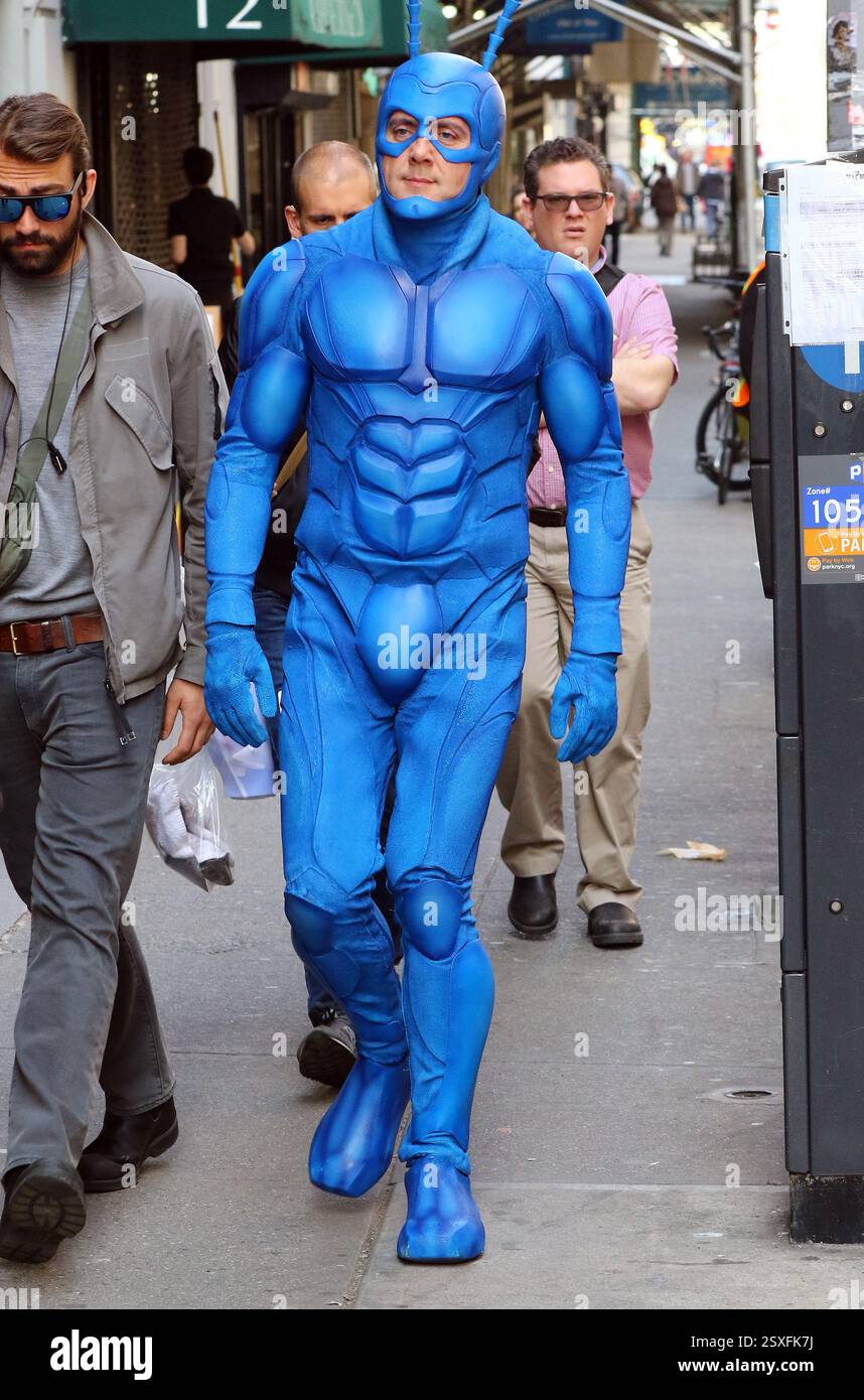 Tick Actor Actor Peter Serafinowicz was in costume on the set of the new movie ...