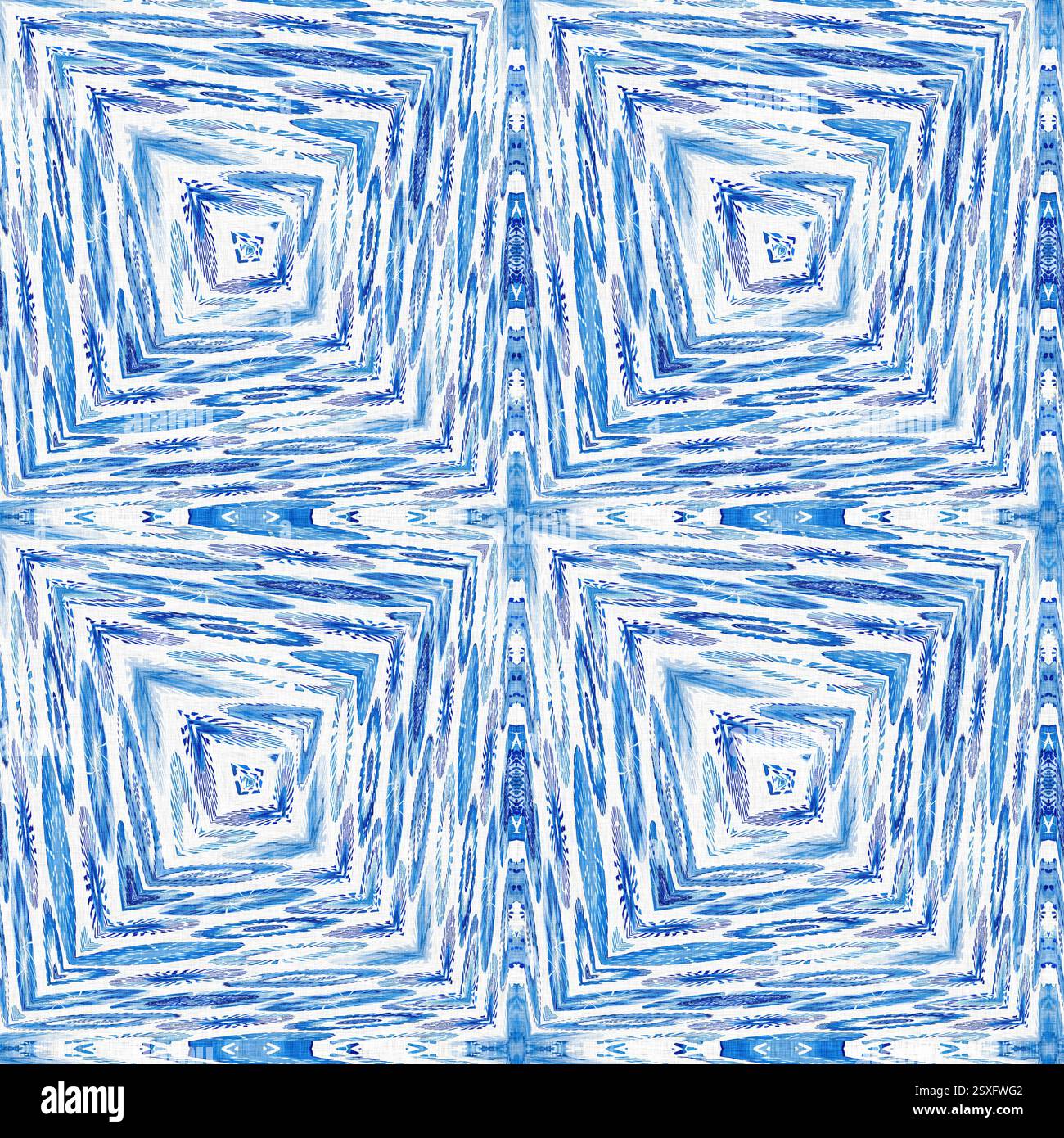 Geometric indigo shape seamless pattern. Irregular hand drawn batik ...